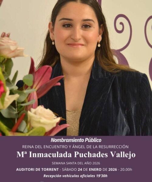 L’Auditori acogerá el Nombramiento público de Inmaculada Puchades como Reina del Encuentro 2026
