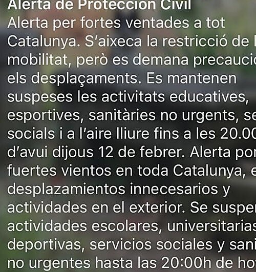 El Govern se equivoca en el último ES-Alert: en catalán, levanta las restricciones; en español, las mantiene