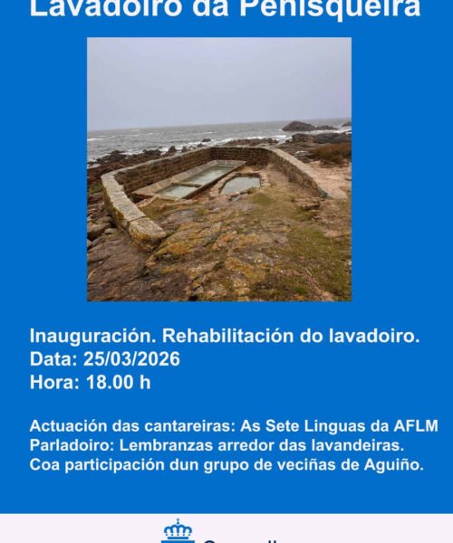 Este mércores 25 inaugúrase a rehabilitación do lavadoiro de Penisqueira (Aguiño) con música e un parladoiro