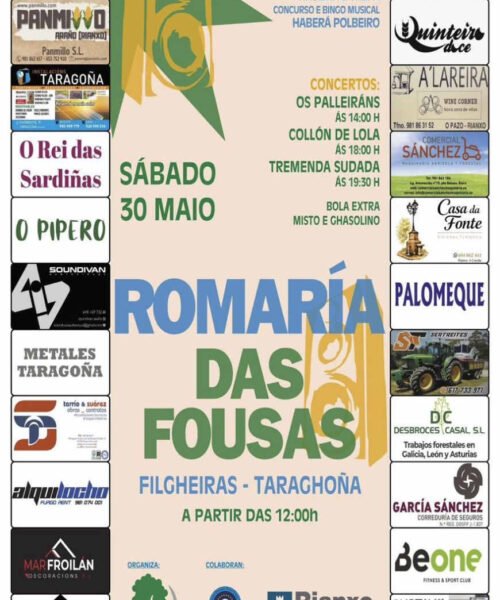 Todo listo para a edición 2026 da Romaría das Fousas, este sábado en Filgheiras (Taragoña)