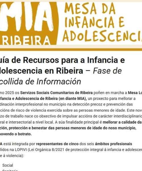 O Concello de Ribeira elabora unha guía de recursos de atención á infancia e adolescencia