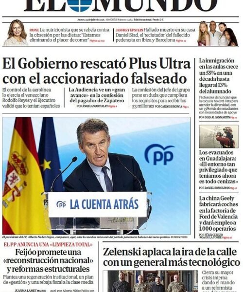 Portada de EL MUNDO del jueves 23 de julio de 2026