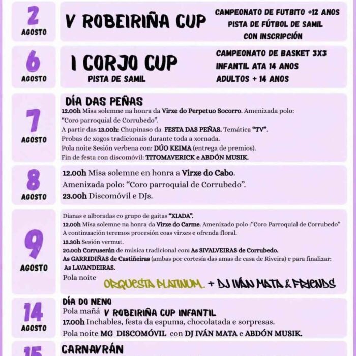 Corrubedo celebra as súas festas de agosto de 2026