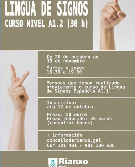 En Rianxo o Concello desenvolve en outubro e novembro un novo curso de lingua de signos (nivel A1.2)